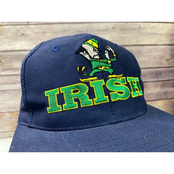 Vtg 90s NOTRE DAME IRISH Twins Enterprise Snapback Hat BIG LOGO - Picture 5 of 8